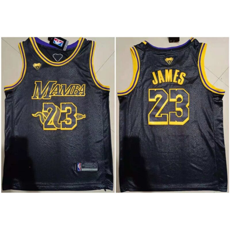 686449f124161_1 Men's Los Angeles Lakers #23 LeBron James Black 'Mamba' Stitched Jersey