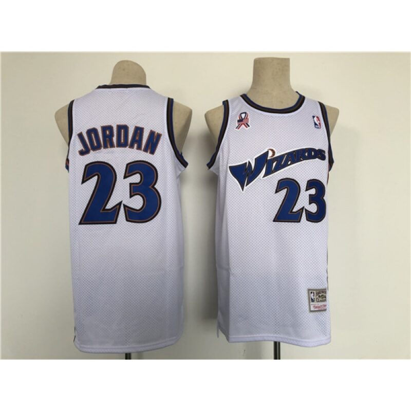 68644a2d7d7bc_1 Men's Washington Wizards #23 Michael Jordan White Throwback Stitched Jersey