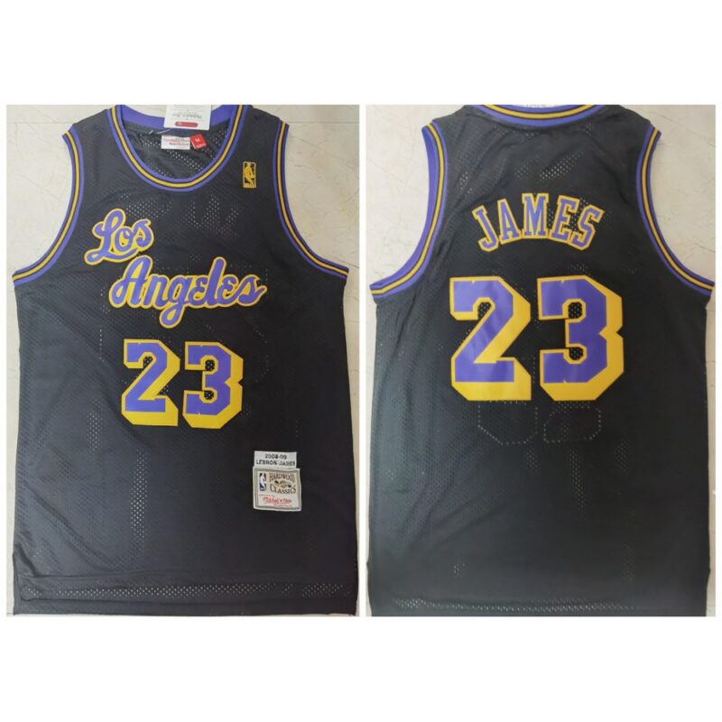 68644add11877_1 Men's Los Angeles Lakers #23 LeBron James Black 2008-2009 Throwback Stitched Jersey