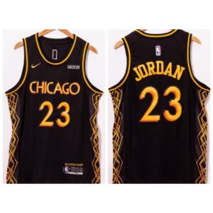 68644b1ca7a9e_1 #23 Michael Jordan Black Motor City Edition 2020-21 Black Stitched Jersey