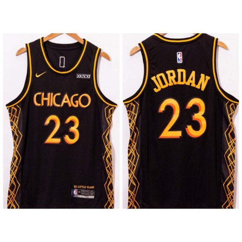 68644b1ca7a9e_1 #23 Michael Jordan Black Motor City Edition 2020-21 Black Stitched Jersey