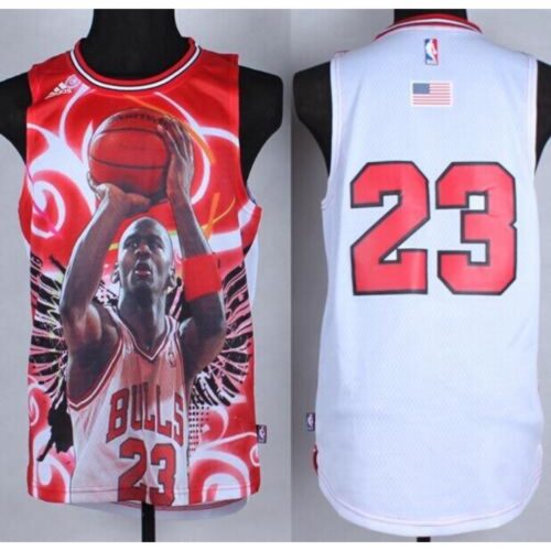 68644b7fbbdcc_1 Bulls #23 Michael Jordan White Portrait Fashion Stitched NBA Jersey