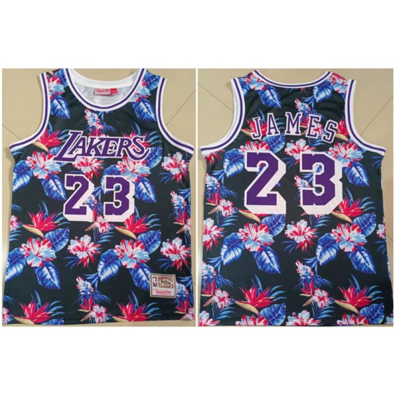 68644c01ae64d_1 Men's Los Angeles Lakers #23 LeBron James Floral Hardwood Classics Stitched Jersey