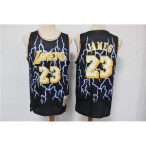 68644c053dcbd_1 Men's Los Angeles Lakers #23 LeBron James Black Hardwood Classics Lightning Limited Edition Stitched Jersey