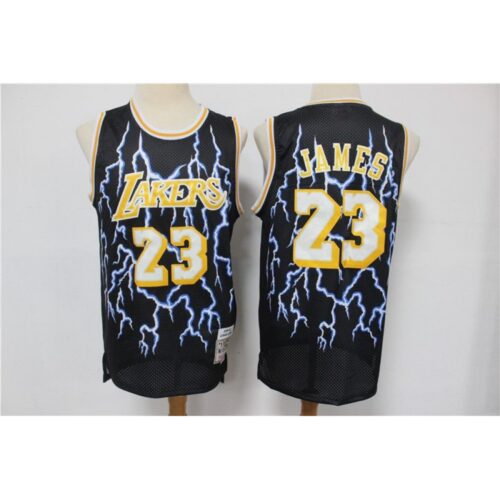 68644c053dcbd_1 Men's Los Angeles Lakers #23 LeBron James Black Hardwood Classics Lightning Limited Edition Stitched Jersey