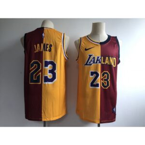 68644c1395dfc_1 Men's Los Angeles Lakers #23 Lebron James Gold/Wine Fashion Swingman Stitched NBA Jersey