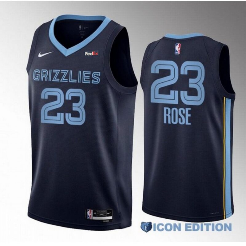 68644cd6e3c1a_1 Men's Memphis Grizzlies #23 Derrick Rose Navy Icon Edition Stitched Jersey