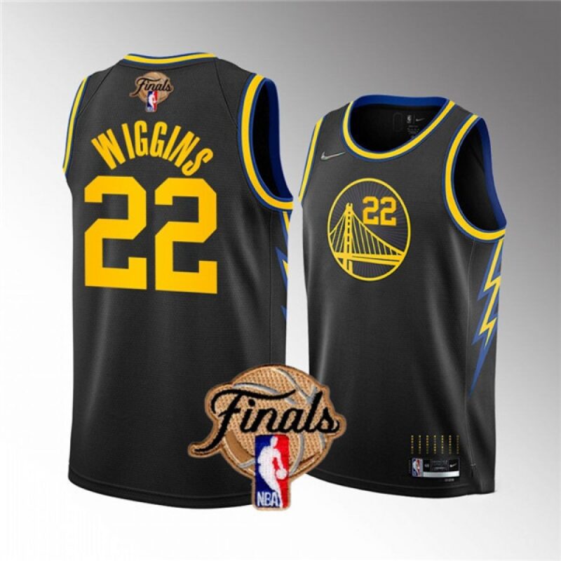 68644d3f70b89_1 Youth Golden State Warriors #22 Andrew Wiggins 2022 Black NBA Finals Stitched Jersey