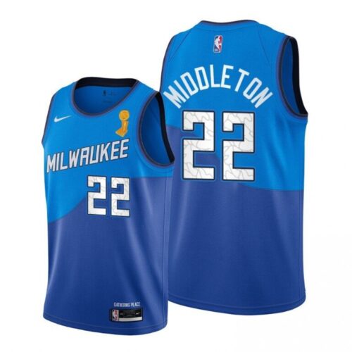 68644d82b2390_1 Men's Milwaukee Bucks #22 Khris Middleton 2021 Blue Finals Champions Stitched Basketball Jersey