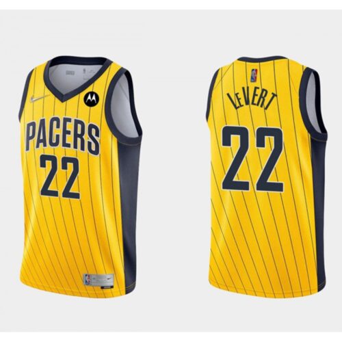 68644d9965c4e_1 Men's Indiana Pacers #22 Caris LeVert Yellow Swingman Stitched Jersey