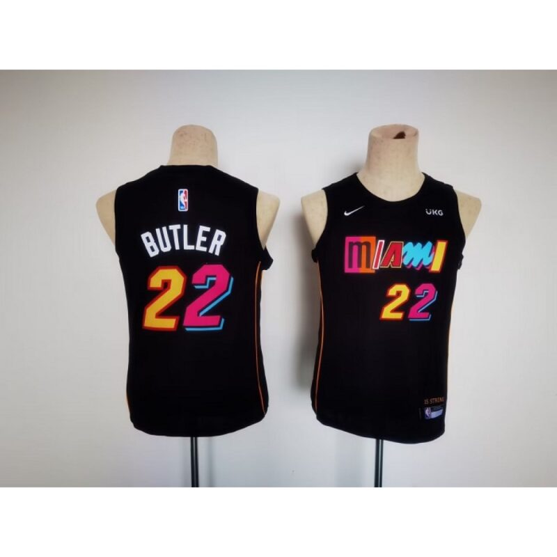 68644e4f5c6ae_1 Youth Miami Heat #22 Jimmy Butler Black City Edition Swingman Stitched Jersey
