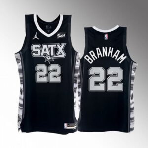 68644e5a0ab22_1 Men's San Antonio Spurs #22 Malaki Branham 2022/23 Black Black Stitched Basketball Jersey