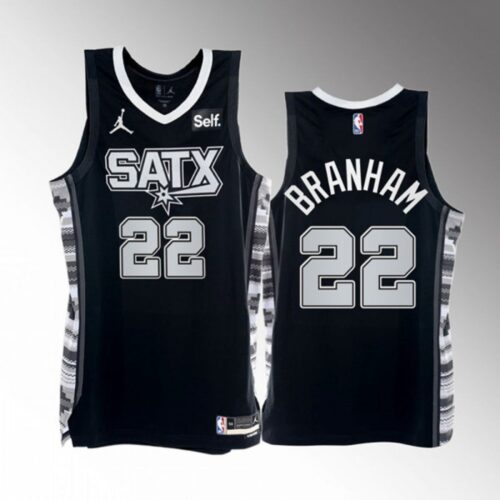 68644e5a0ab22_1 Men's San Antonio Spurs #22 Malaki Branham 2022/23 Black Black Stitched Basketball Jersey