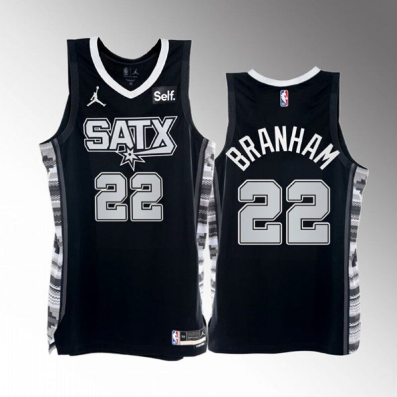 68644e5a0ab22_1 Men's San Antonio Spurs #22 Malaki Branham 2022/23 Black Black Stitched Basketball Jersey