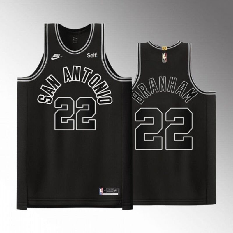 68644e5dc3dfc_1 Men's San Antonio Spurs #22 Malaki Branham Black Stitched Basketball Jersey