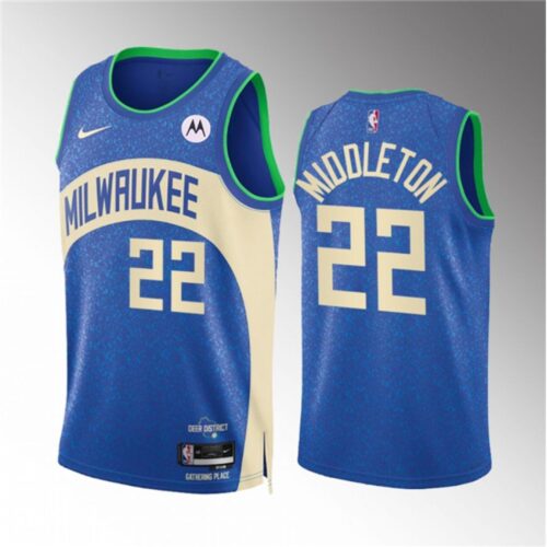 68644e806cf2a_1 Men's Milwaukee Bucks #22 Khris Middleton 2023/24 Blue City Edition Stitched Basketball Jersey