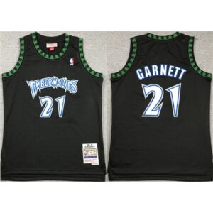 68644f4409e0e_1 Youth Minnesota Timberwolves #21 Kevin Garnett Black Stitched Jersey