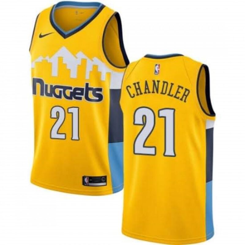 68644f4d4382c_1 Men's Denver Nuggets #21 Wilson Chandler Yellow Stitched Jersey