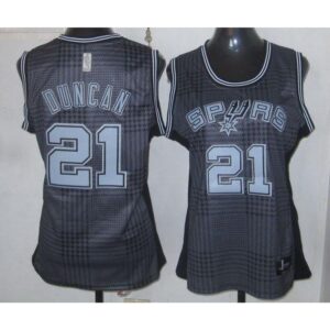 68644f6a285e9_1 Spurs #21 Tim Duncan Black Women's Rhythm Fashion Stitched NBA Jersey