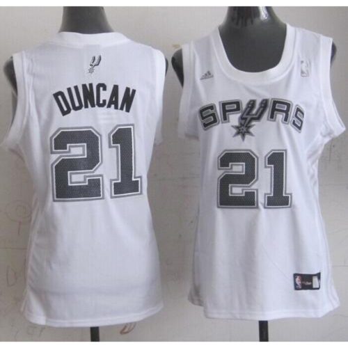 68644f768e4ce_1 Spurs #21 Tim Duncan White Women's Fashion Stitched NBA Jersey