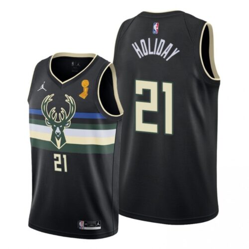 68644fc79e63f_1 Men's Milwaukee Bucks #21 Jrue Holiday 2021 Black Finals Champions Stitched Basketball Jersey