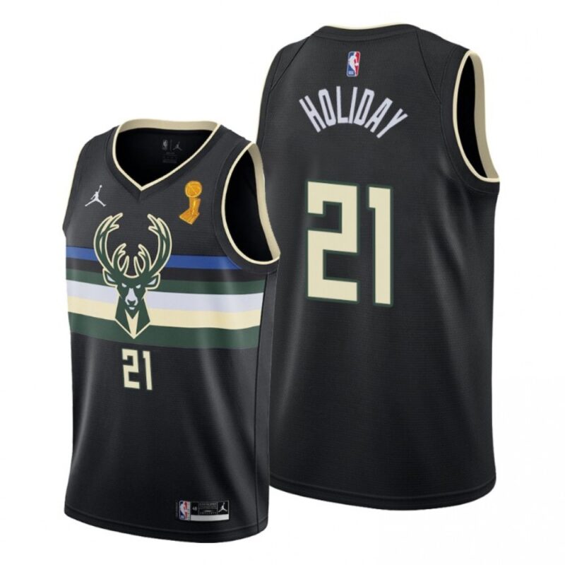 68644fc79e63f_1 Men's Milwaukee Bucks #21 Jrue Holiday 2021 Black Finals Champions Stitched Basketball Jersey