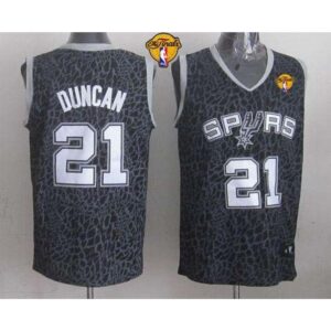 6864502bcb707_1 Spurs #21 Tim Duncan Black Crazy Light Finals Patch Stitched NBA Jersey