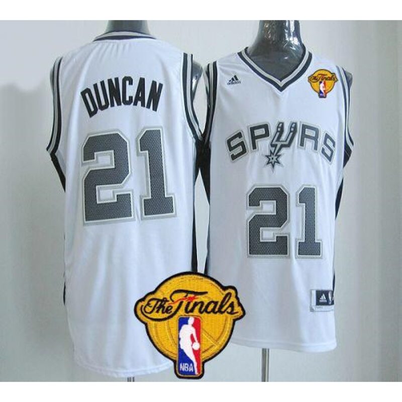 68645082c0e2d_1 New Revolution 30 Spurs #21 Tim Duncan White Finals Patch Stitched NBA Jersey