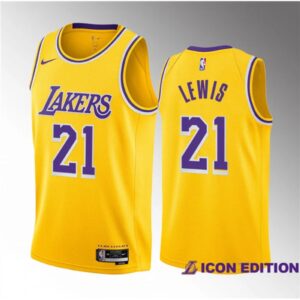 686450c051007_1 Men's Los Angeles Lakers #21 Maxwell Lewis Yellow 2023 Draft Icon Edition Stitched Basketball Jersey