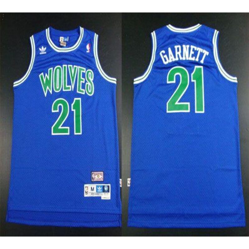 Timberwolves #21 Retro Garnett Blue Throwback Stitched NBA Jersey