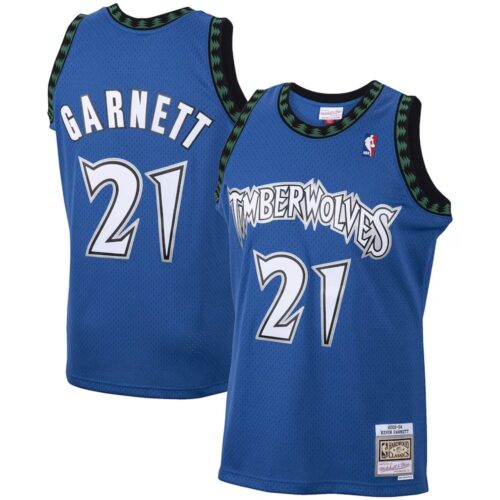 6864511963769_1 Men's Minnesota Timberwolves #21 Kevin Garnett Blue Throwback Stitched Jersey
