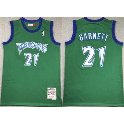 686451254a700_1 Men's Minnesota Timberwolves #21 Kevin Garnett Green Throwback Stitched Jersey