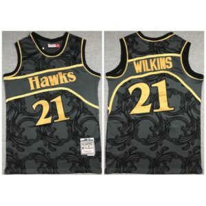 6864512cd6640_1 Men's Atlanta Hawks #21 Dominique Wilkins Black Throwback Stitched Jersey