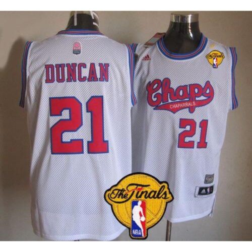 6864515063729_1 Spurs #21 Tim Duncan White ABA Hardwood Classic Finals Patch Stitched NBA Jersey