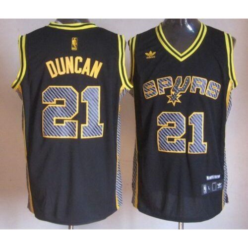 6864515b4dc4d_1 Spurs #21 Tim Duncan Black Electricity Fashion Stitched NBA Jersey
