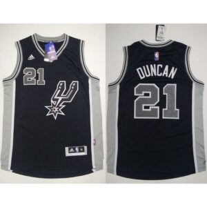 6864517b5a8c0_1 Spurs #21 Tim Duncan Black New Road Stitched NBA Jersey
