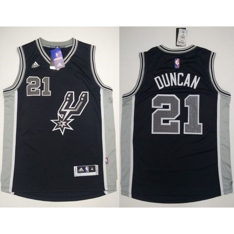 6864517b5a8c0_1 Spurs #21 Tim Duncan Black New Road Stitched NBA Jersey