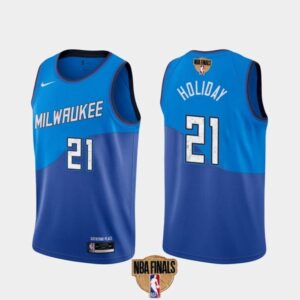 686451d1daa91_1 Men's Milwaukee Bucks #21 Jrue Holiday 2021 NBA Finals Blue City Edition Stitched Jersey