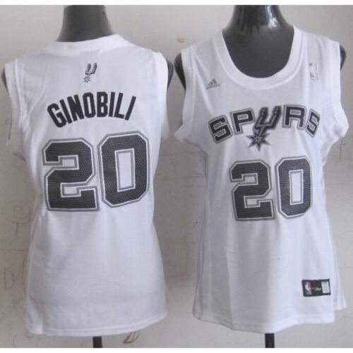 6864525dbfaa4_1 Spurs #20 Manu Ginobili White Women's Fashion Stitched NBA Jersey