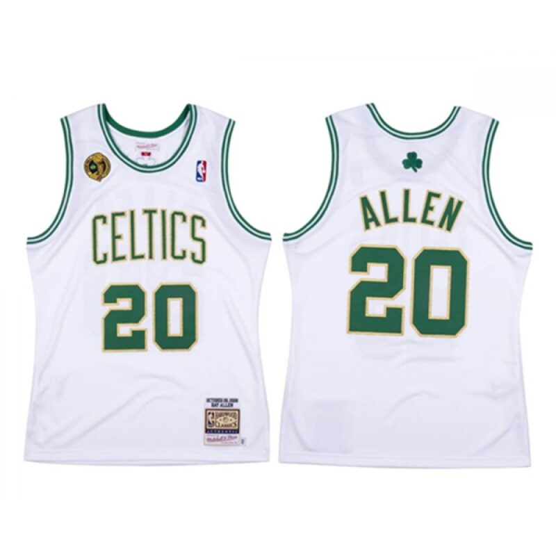 686452c9293a6_1 Men's Boston Celtics #20 Ray Allen White Throwback 2008-09 Stitched Jersey