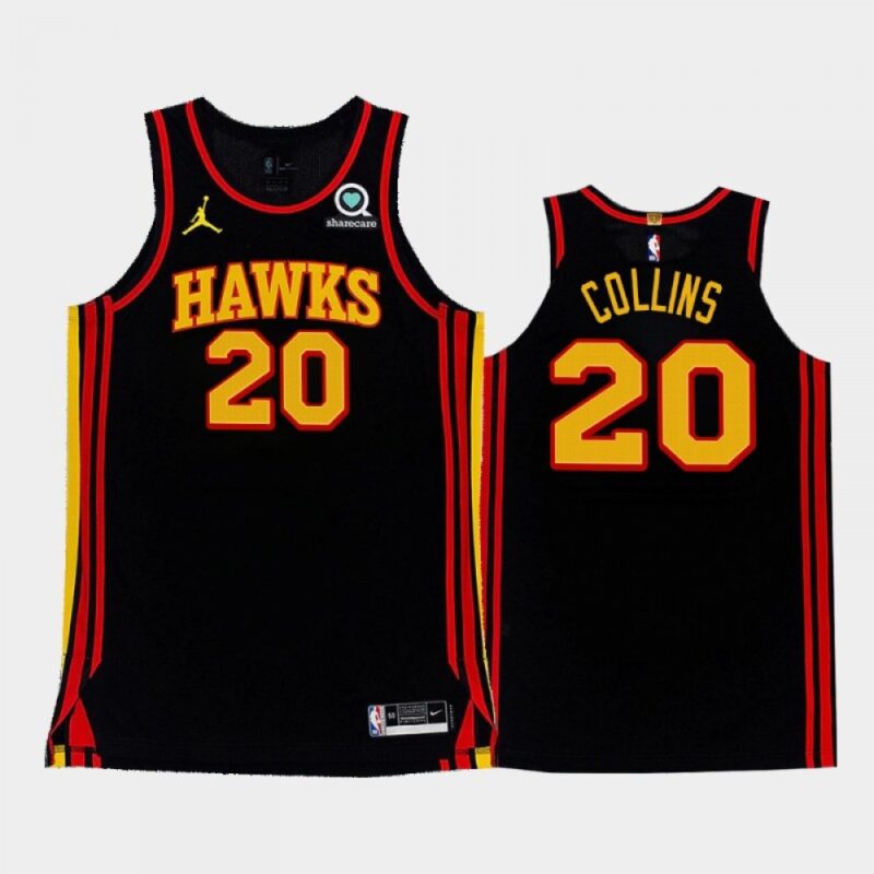 68645347aeb70_1 Men's Atlanta Hawks #20 John Collins 2020-21 Black Stitched Jersey