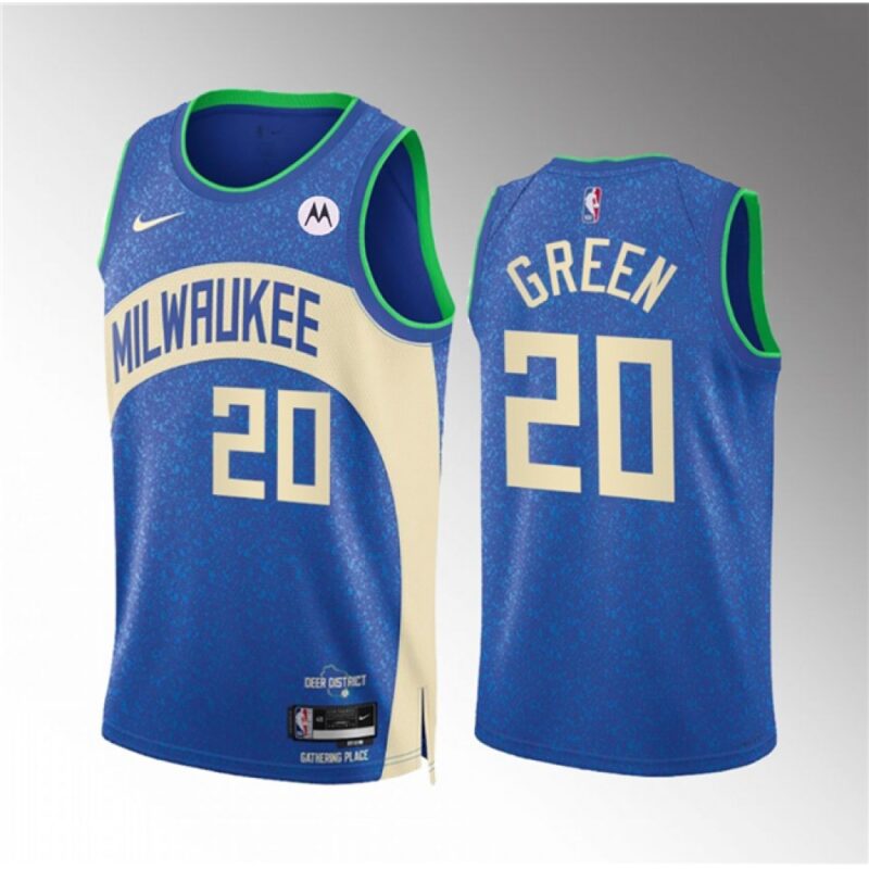 686453e695a82_1 Men's Milwaukee Bucks #20 A.J. Green 2023/24 Blue City Edition Stitched Basketball Jersey