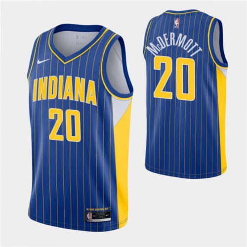 686453ea5e25e_1 Men's Indiana Pacers #20 Doug McDermott 2020-21 Royal City Edition Swingman Stitched Jersey