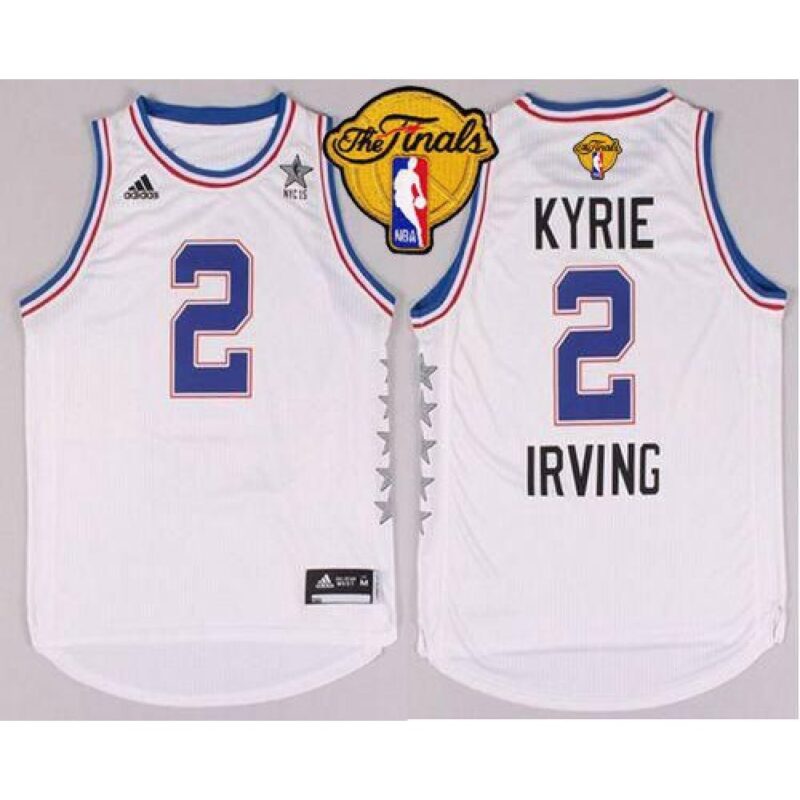 6864549714143_1 Cavaliers #2 Kyrie Irving White 2015 All Star The Finals Patch Stitched NBA Jersey