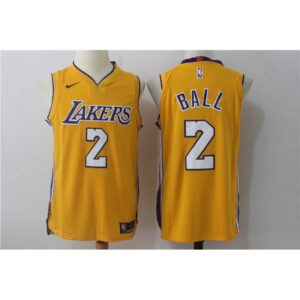 686454f4c725d_1 Men's Los Angeles Lakers #2 Lonzo Ball Yellow Stitched NBA Jersey