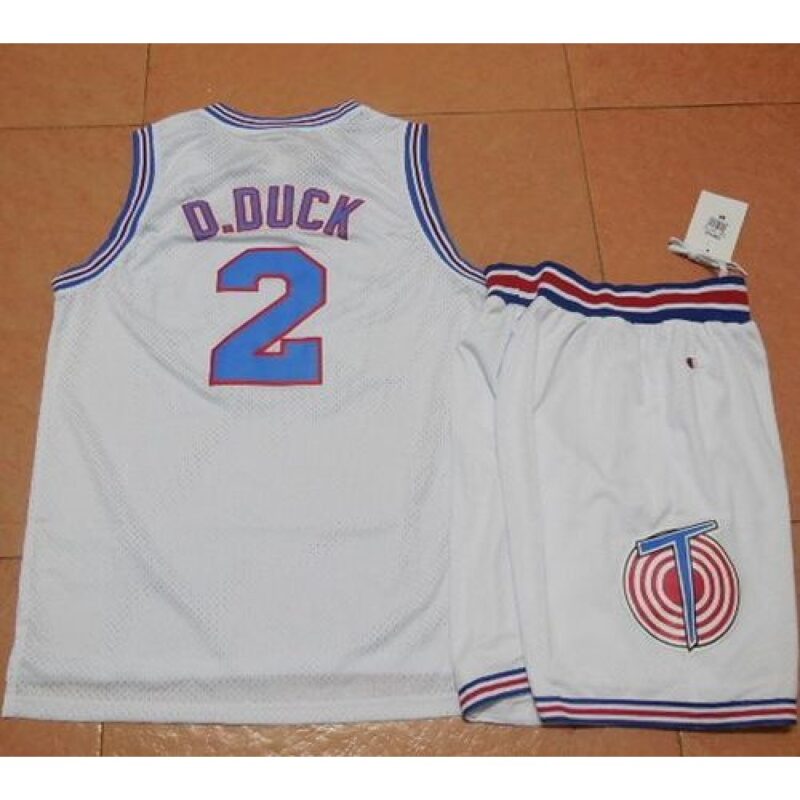 68645537efc3d_1 Space Jam Tune Squad #2 Daffy Duck White Stitched Basketball Jersey