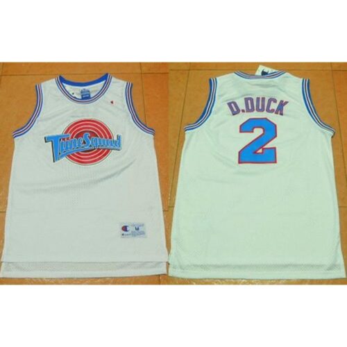 6864555bf0193_1 Space Jam Tune Squad #2 Daffy Duck White Movie Stitched Basketball Jersey