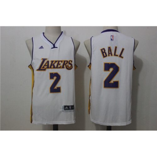 686455e6145c8_1 Men's Los Angeles Lakers #2 Lonzo Ball White Stitched NBA Jersey