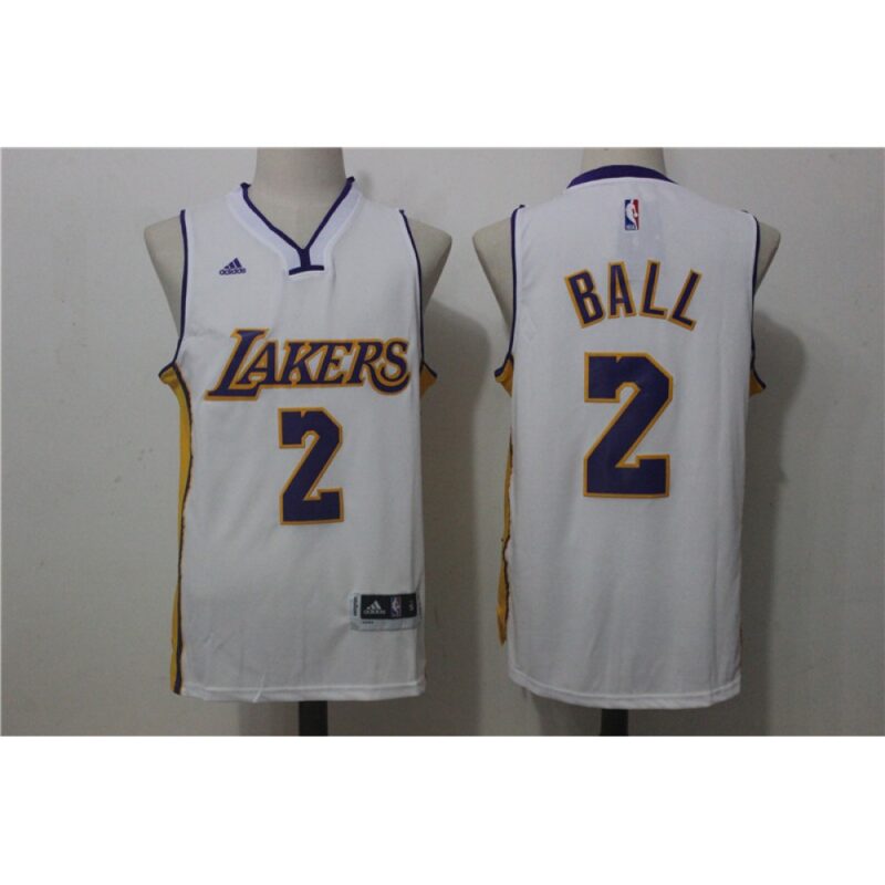 686455e6145c8_1 Men's Los Angeles Lakers #2 Lonzo Ball White Stitched NBA Jersey