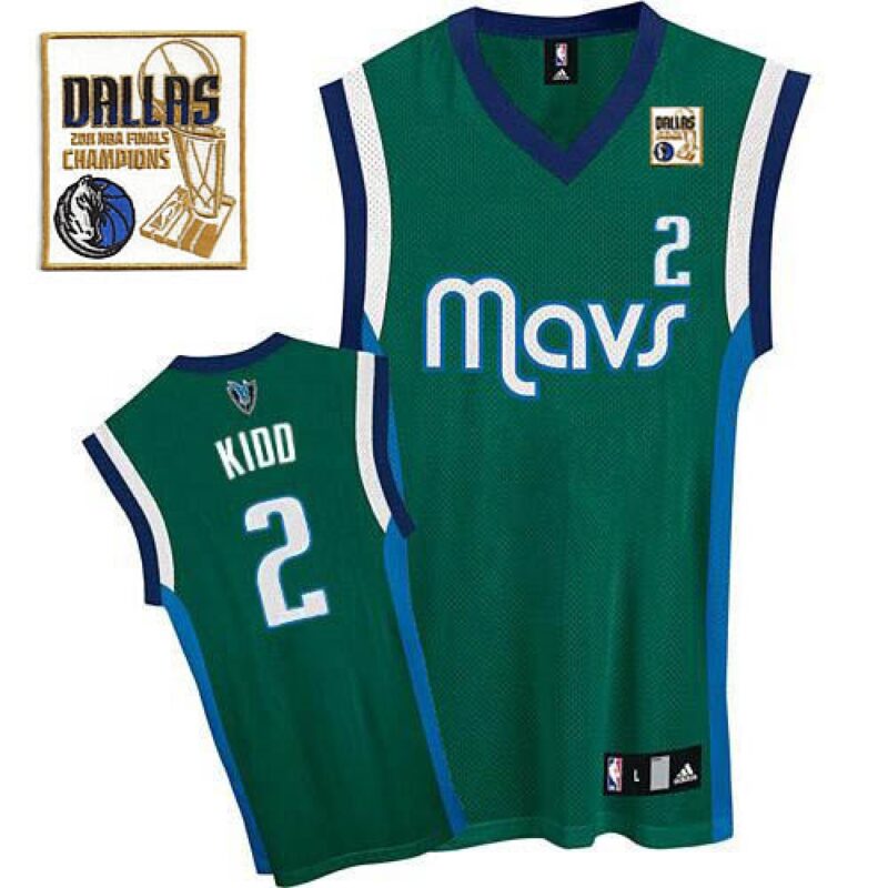 6864560d7c0a2_1 Mavericks 2011 Champion Patch #2 Jason Kidd Green Stitched NBA Jersey